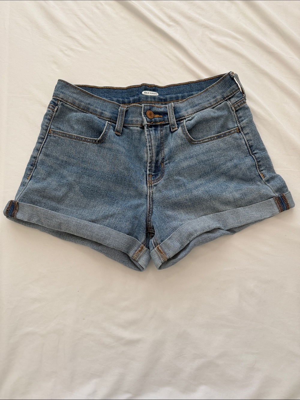 Old Navy Medium Blue Denim Roll-Cuff Jean Shorts